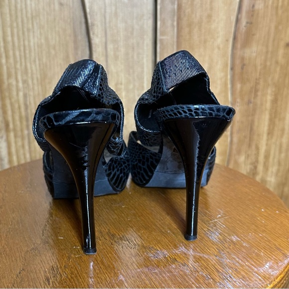 Moda Spana Black Snakeskin Pattern Black Heels 7.5 - Picture 4 of 5